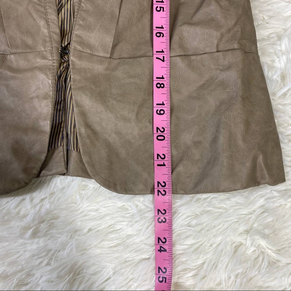 C. Luce Tan Faux Leather Blazer Jacket - Picture 15 of 16